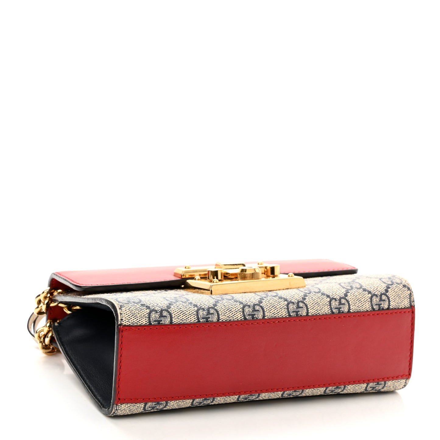 GG Supreme Monogram Moon Calfskin Small Padlock Shoulder Bag Beige Blue Hibiscus Red Mystic White
