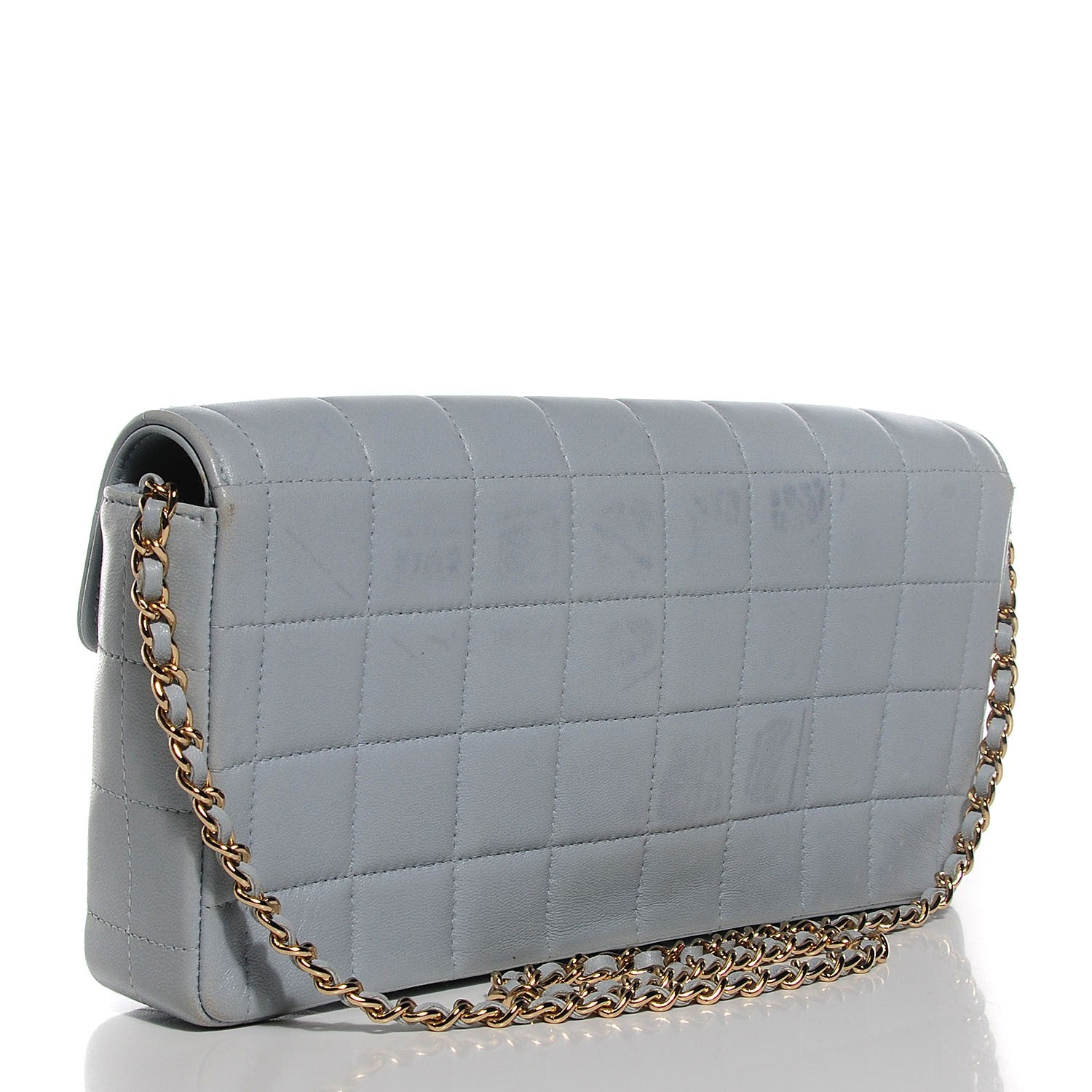 Chanel Lambskin Quilted East West Chocolate Bar Flap Light Blue 3 of 9