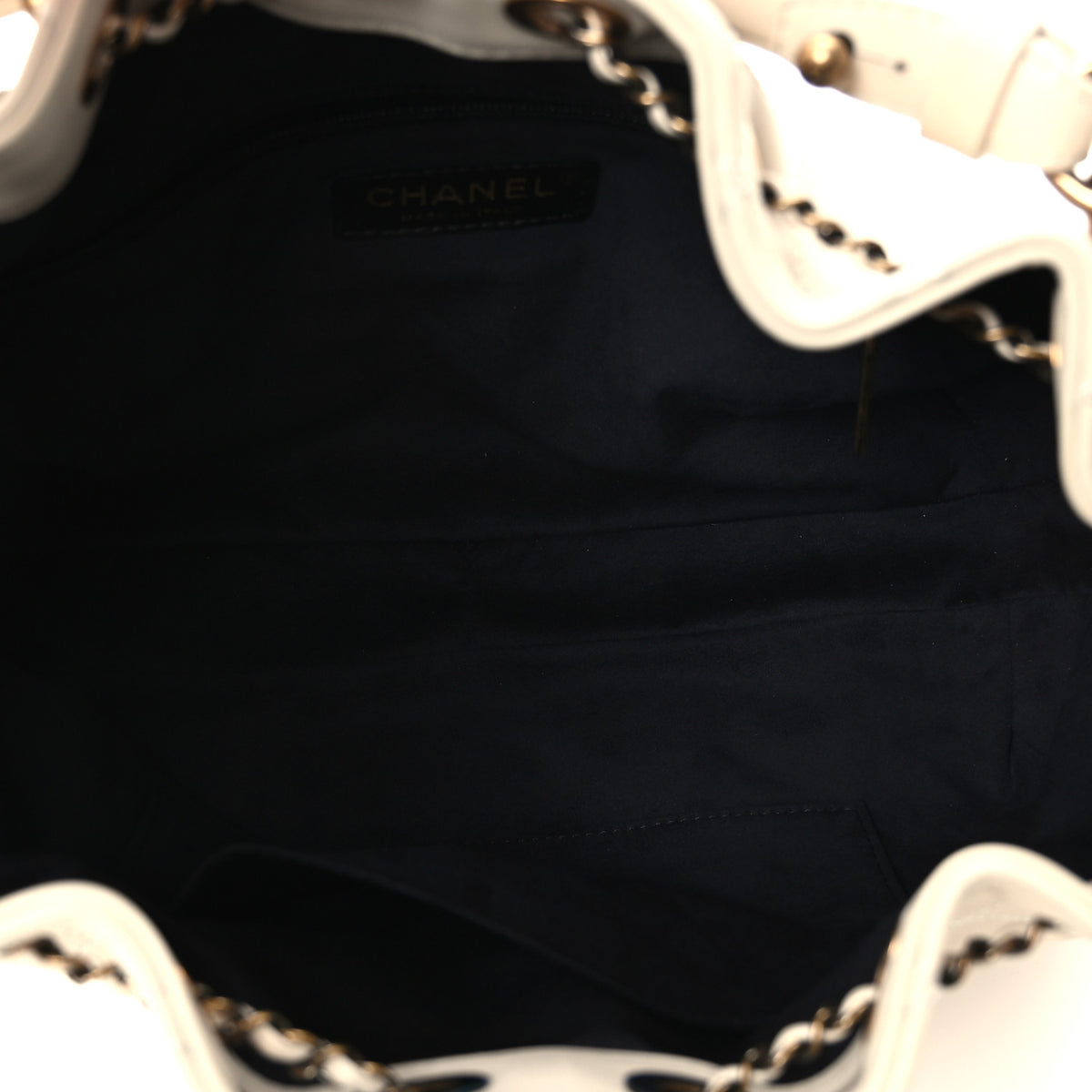 Chanel Calfskin Stitched Small Paris Rome Drawstring CC Bag White 5 of 11