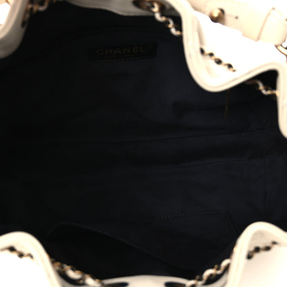 Chanel Calfskin Stitched Small Paris Rome Drawstring CC Bag White 5 of 11