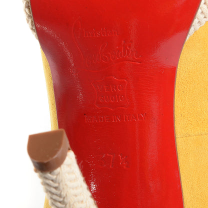 Christian Louboutin Suede YoYo Zeppa 120 Platform Slingback Peep Toe Pumps 37.5 Yellow 6 of 7