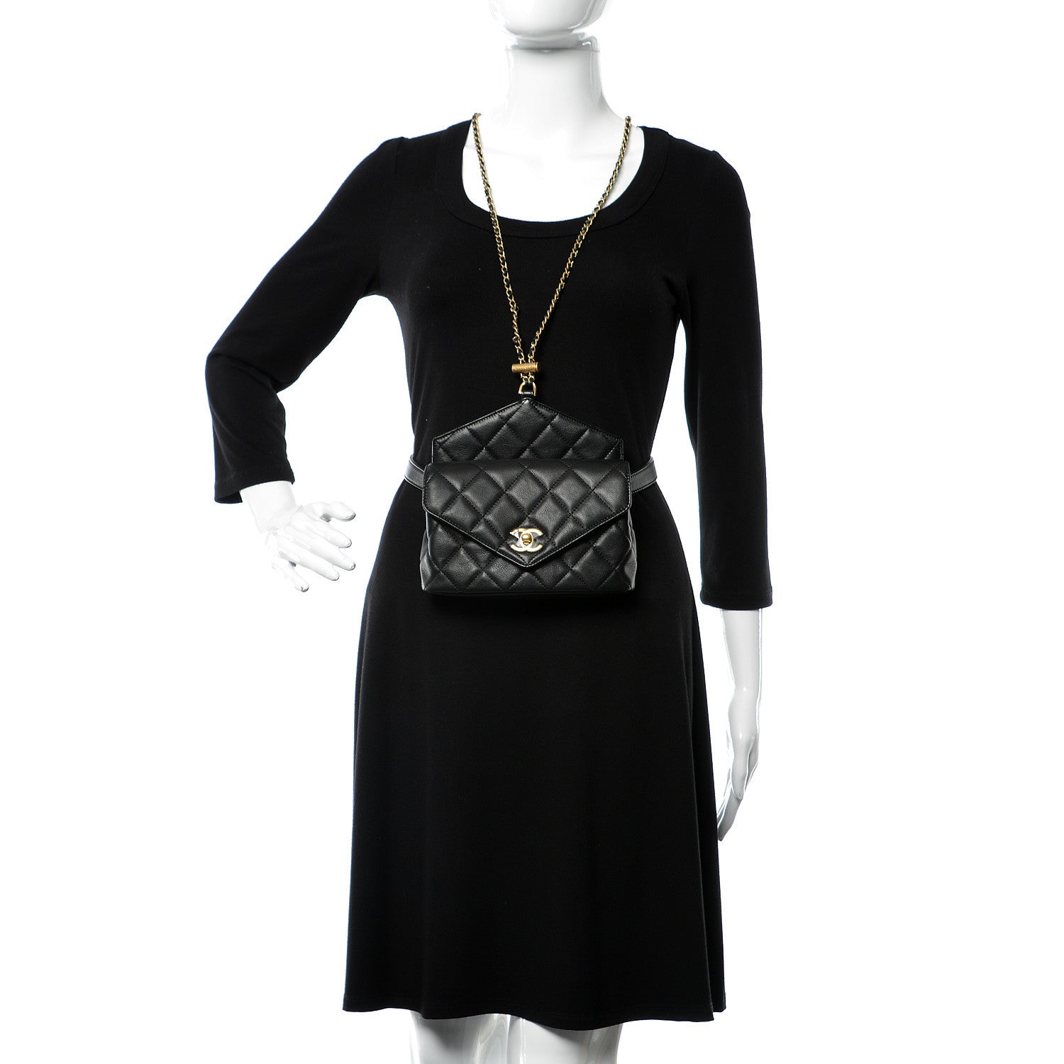 Chanel Calfskin Quilted Waist Bag Black 2 of 9