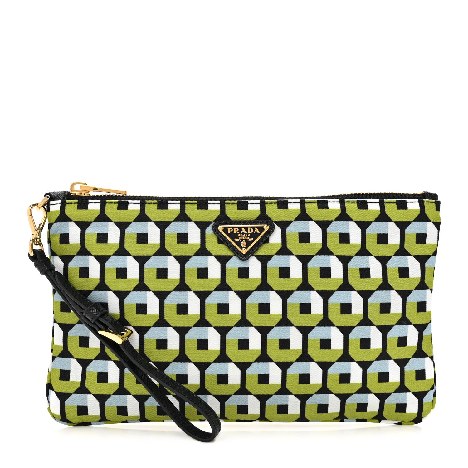 Prada Nylon Printed Holliday Wristlet Black Multicolor 1 of 6