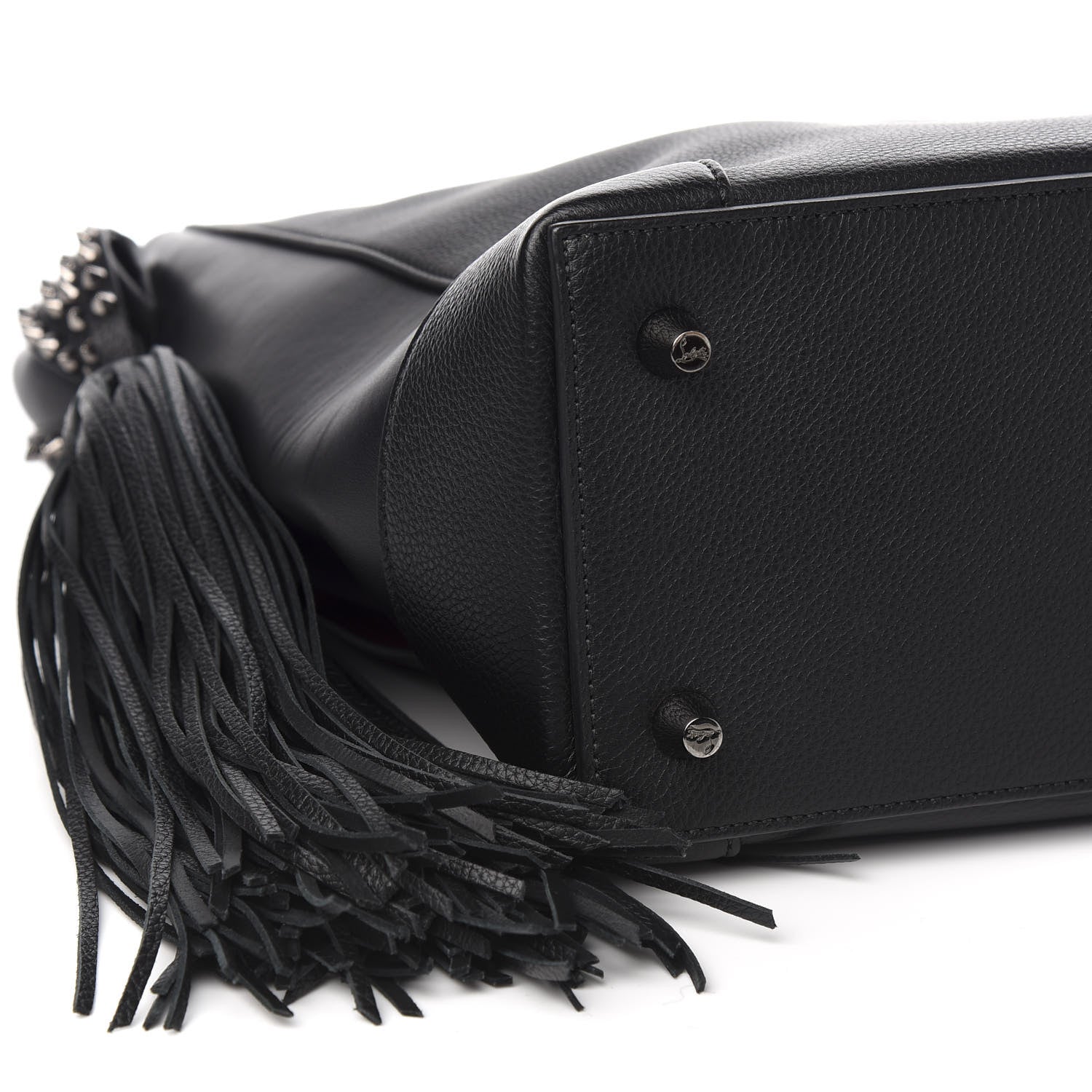 Christian Louboutin Empire Calf Spikes Fringe Eloise Hobo Black 6 of 8