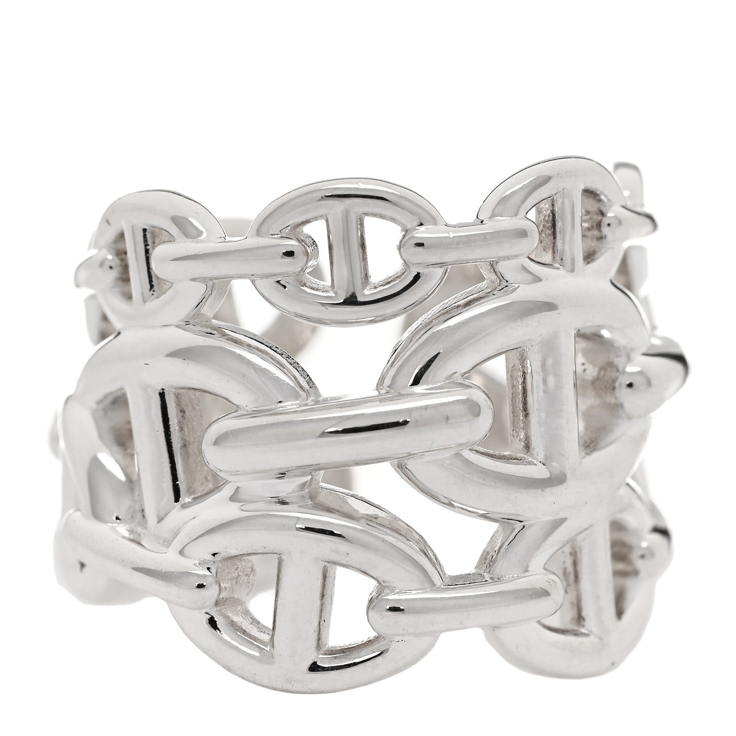 Hermes Sterling Silver GM Chaine d'ncre Enchainee Band Ring 53 6.25 1 of 6