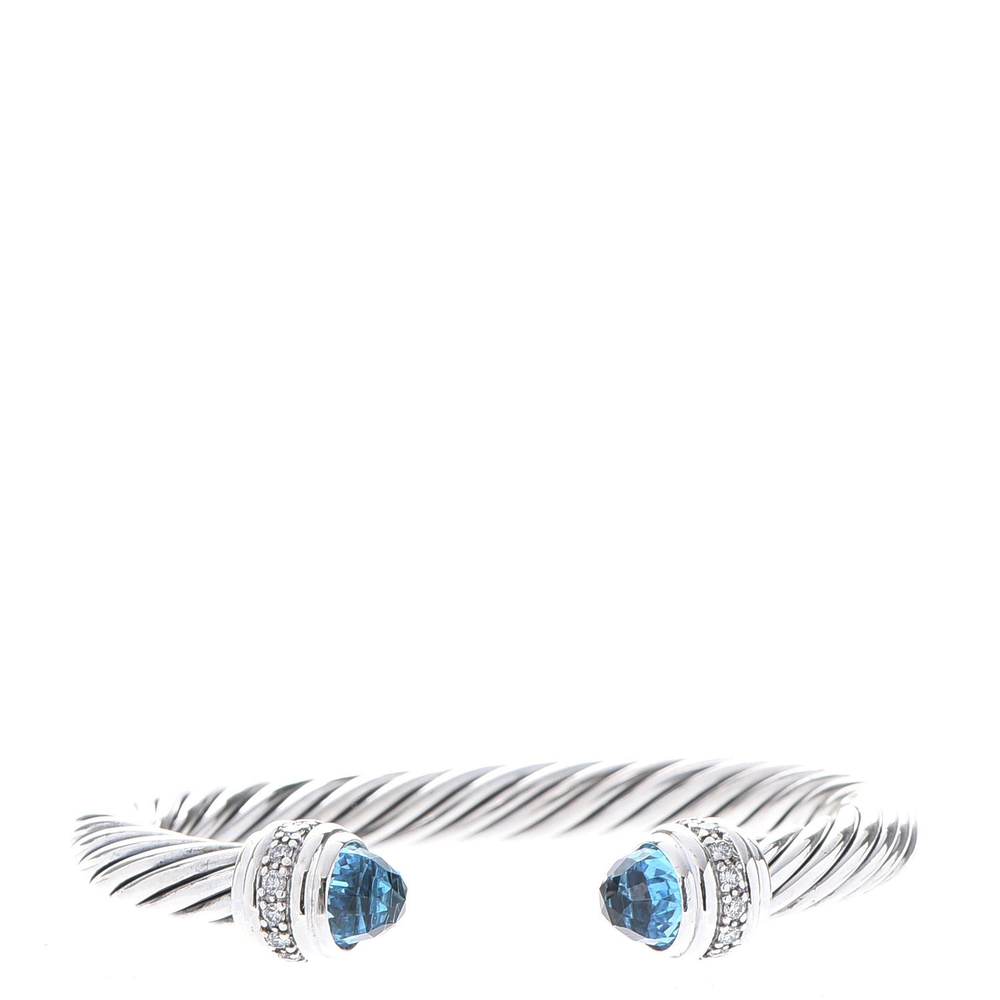 Sterling Silver Blue Topaz Diamond 7mm Cable Classics Bracelet