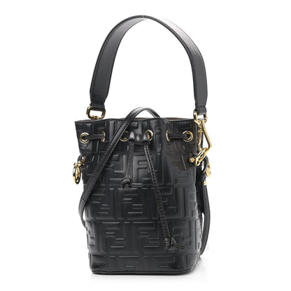 Fendi Vitello Liberty F is Fendi FF 1974 Embossed Mini Mon Tresor Bucket Bag Black 1 of 10