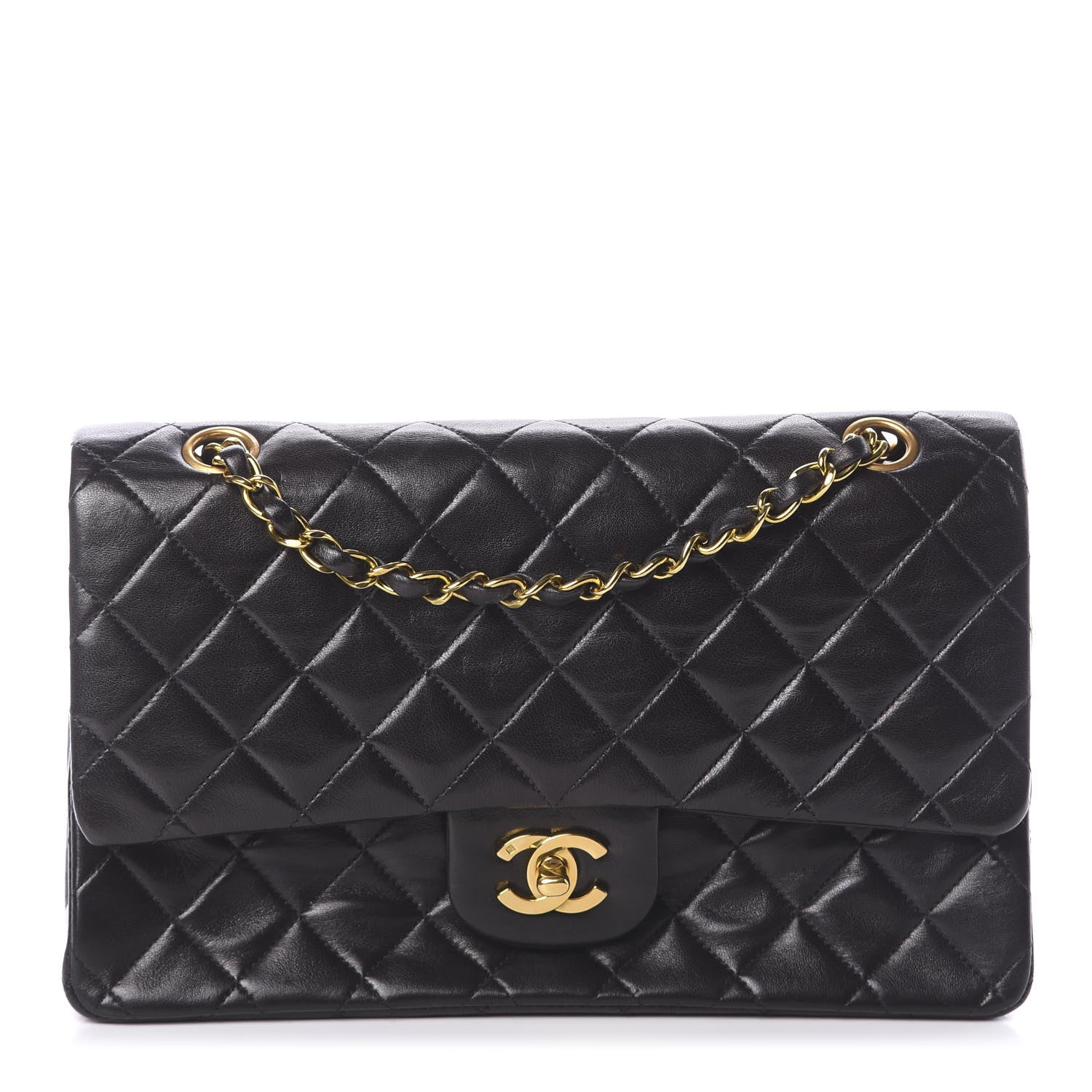 Chanel Lambskin Quilted Medium Double Flap Black 1 of 9