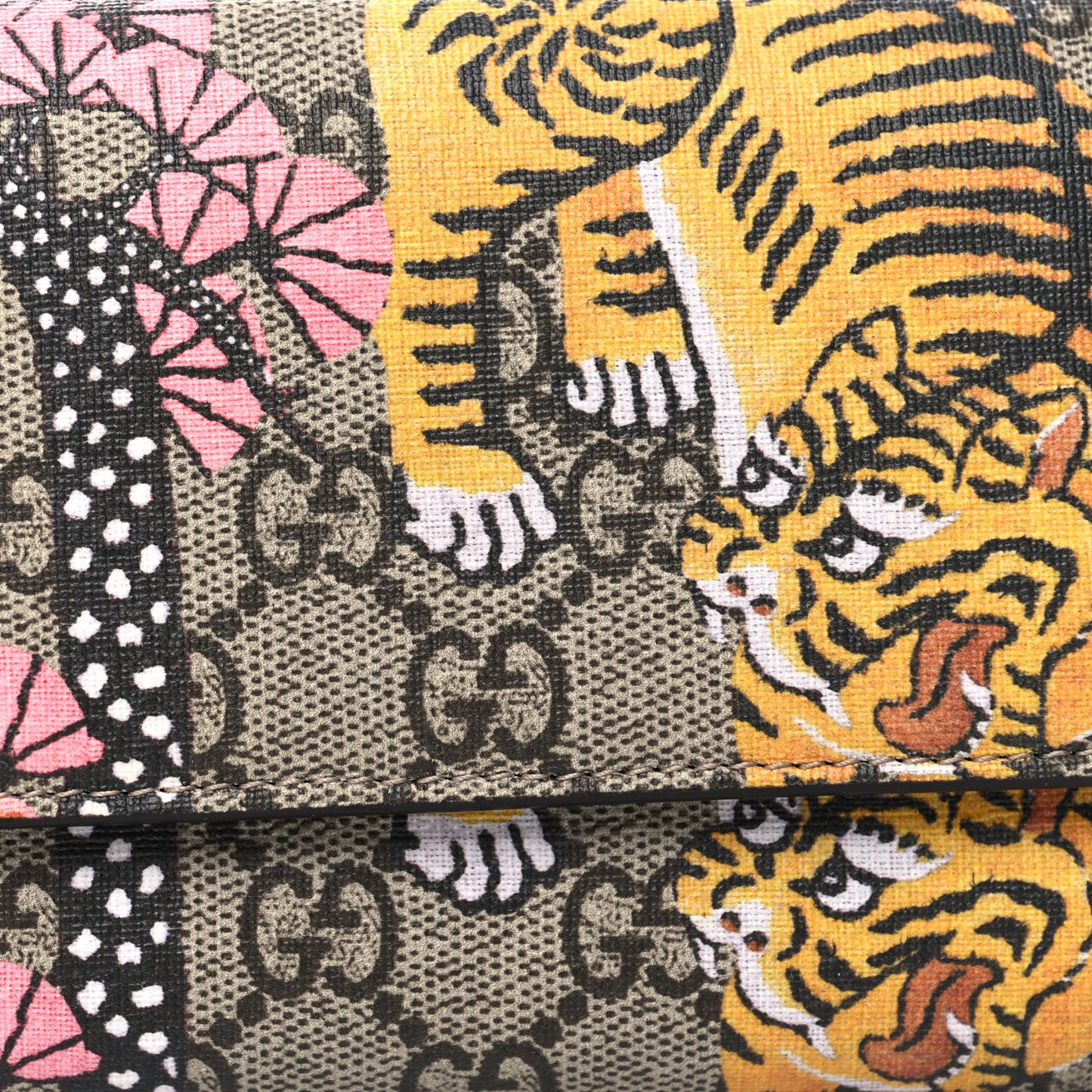 GG Supreme Monogram Bengal Continental Wallet Beige Pink