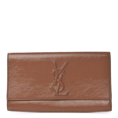 Saint Laurent Textured Patent Calfskin Large Belle De Jour Clutch Nude 1 of 12