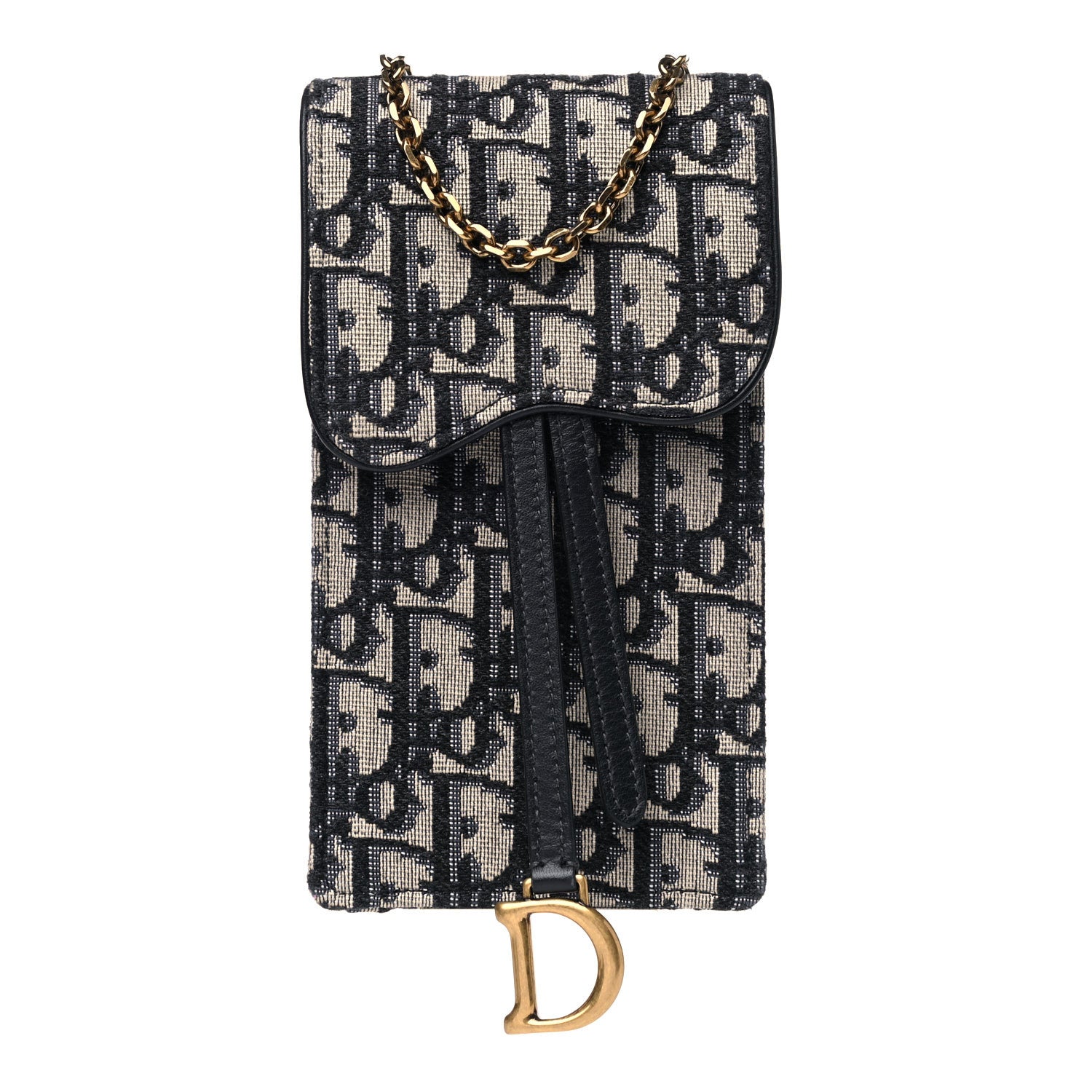 Christian Dior Oblique Vertical Saddle Pouch Blue 1 of 9