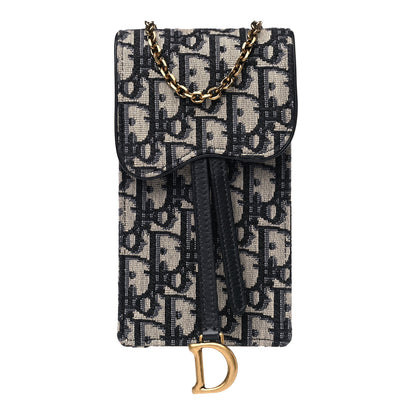Christian Dior Oblique Vertical Saddle Pouch Blue 1 of 9
