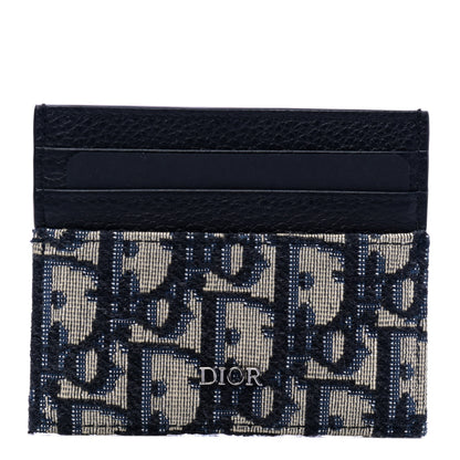 Christian Dior Grained Calfskin Oblique Card Holder Black 1 of 4