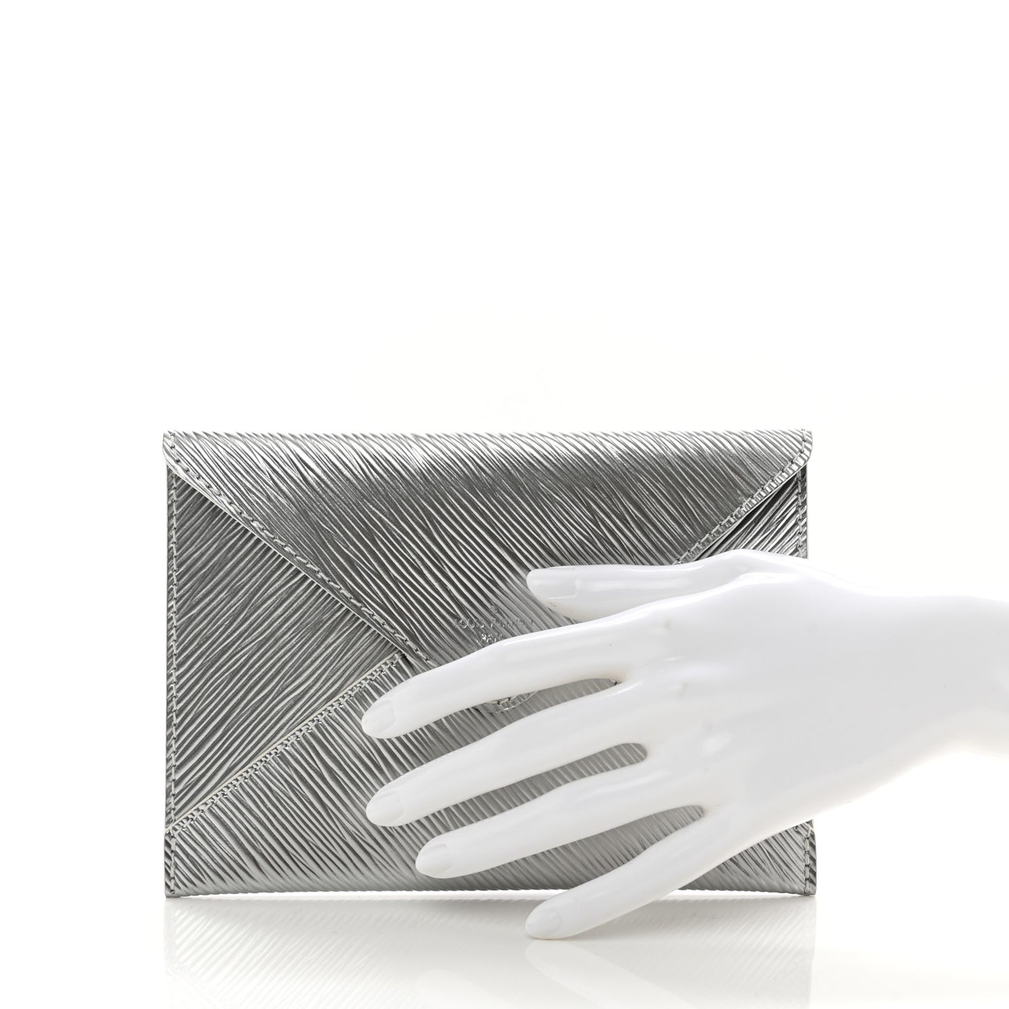 Metallic Epi Invitation Envelope Clutch Silver