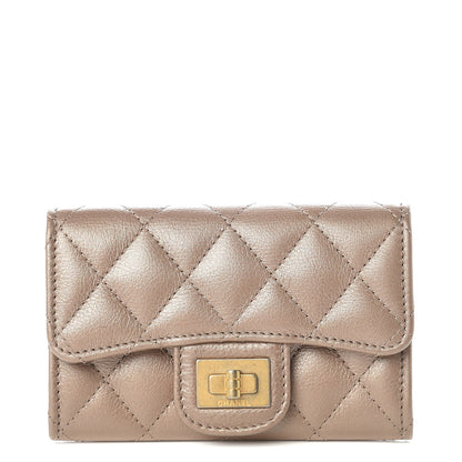 Chanel Metallic Calfskin Quilted Reissue Card Holder Wallet Gold 1 of 9
