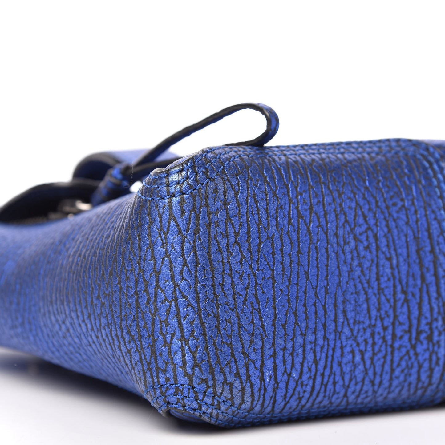 Metallic Textured Calfskin Mini Pashli Satchel Electric Blue