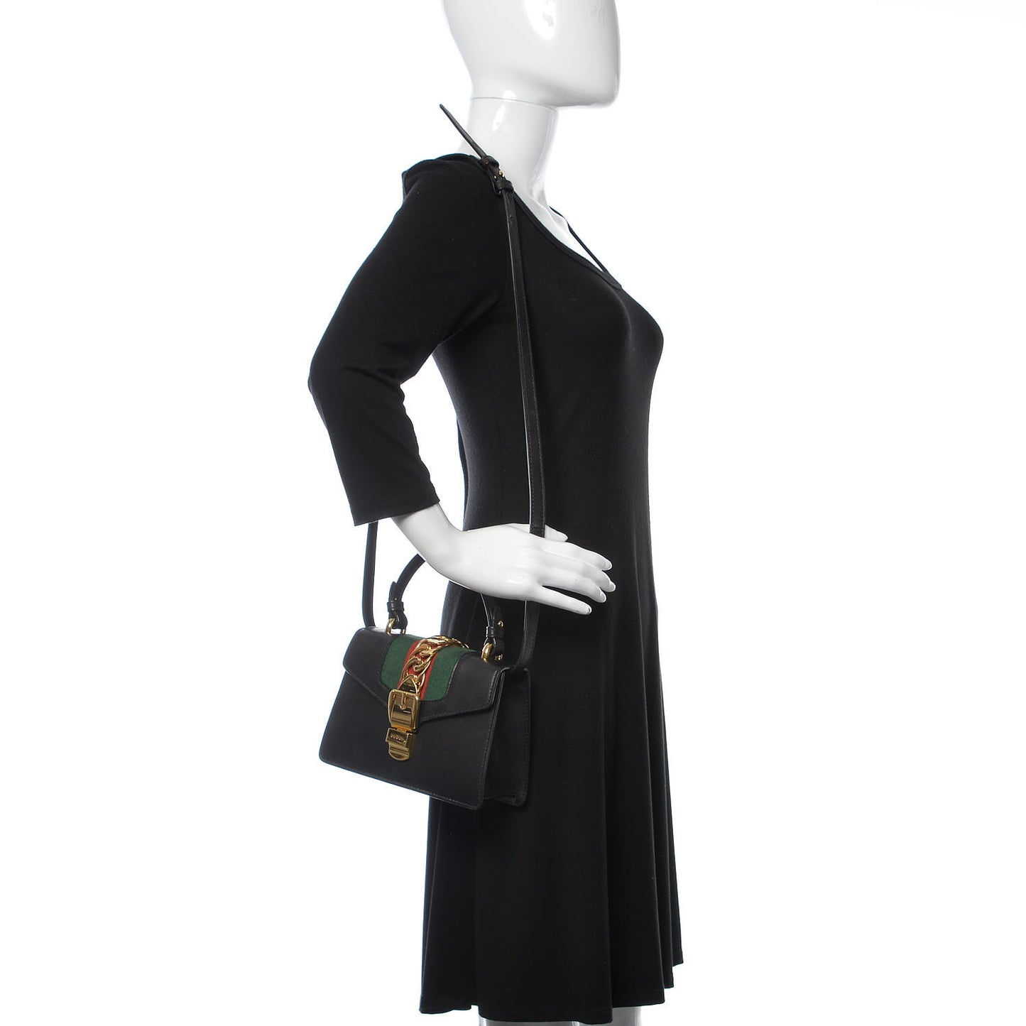 Calfskin Mini Sylvie Top Handle Bag Black