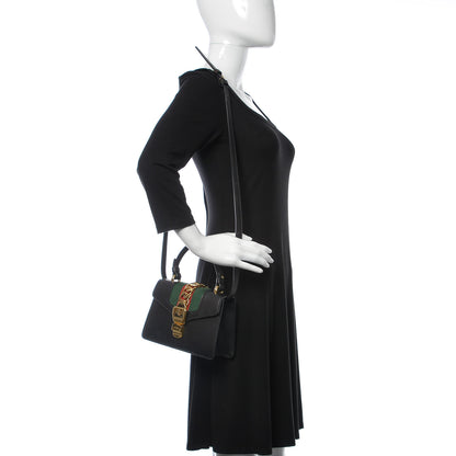 Gucci Calfskin Mini Sylvie Top Handle Bag Black 2 of 14