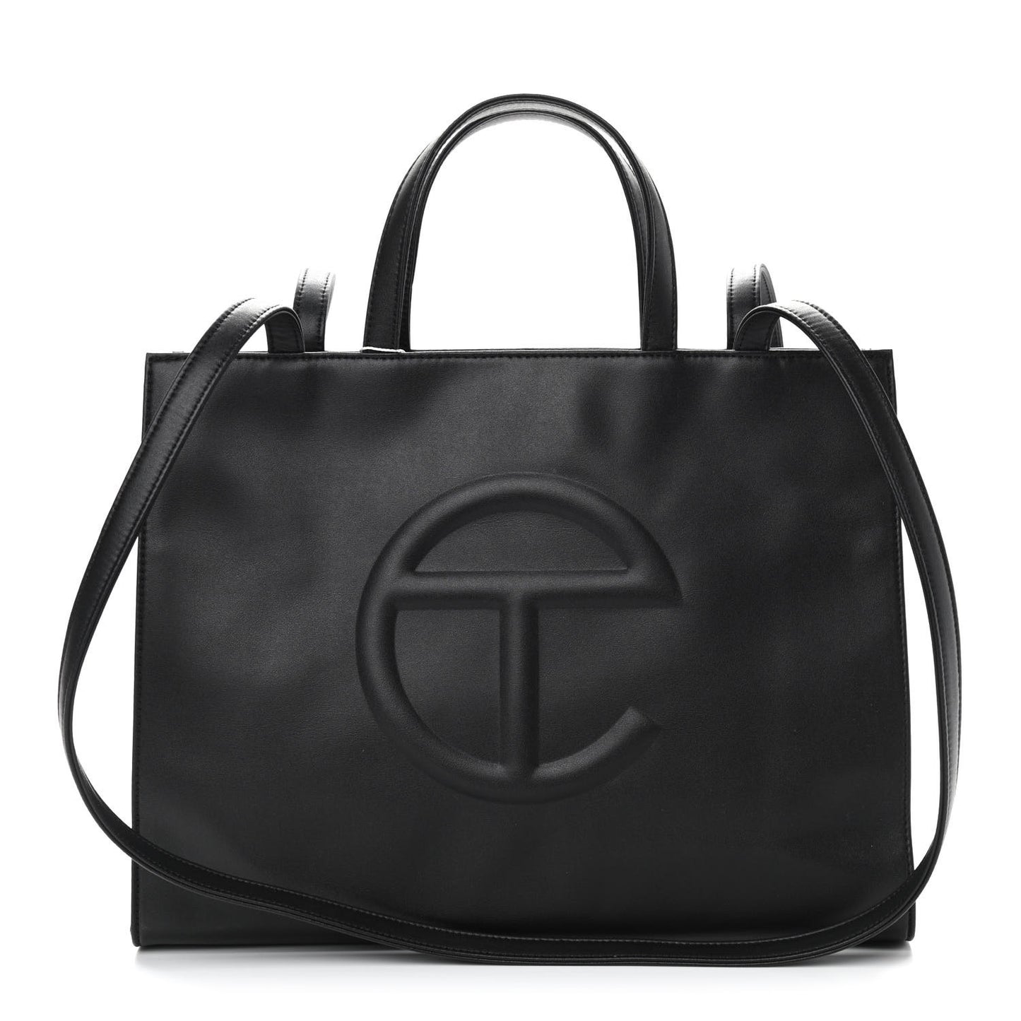 Vegan Leather Medium Shopping Bag Black