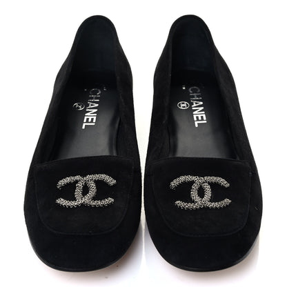 Chanel Kid Suede CC Flats 38.5 Black 6 of 7
