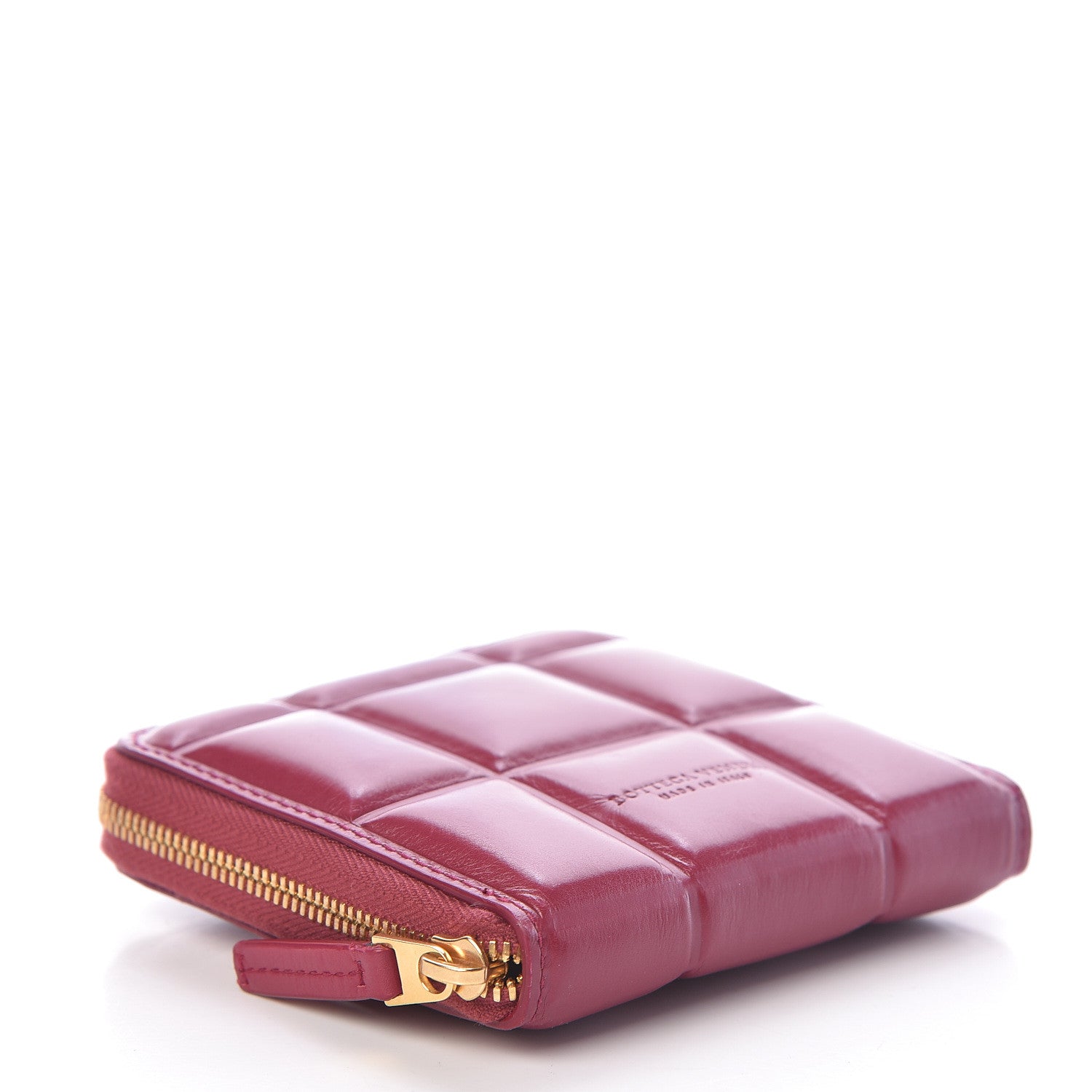 Bottega Veneta BOTTEGA VENETA Calfskin Padded Paper Mini Zip Wallet Amaranto 4 of 7