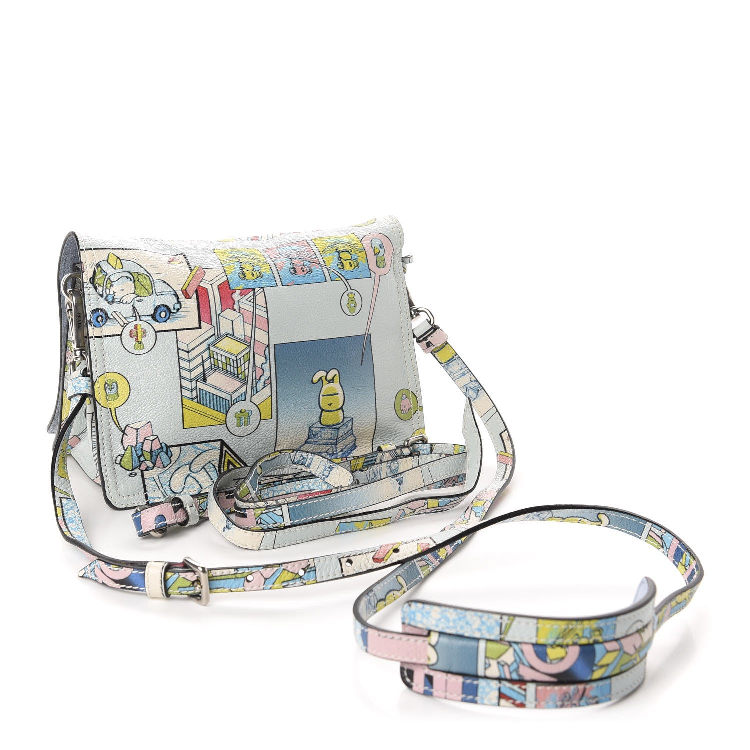 Prada X JAMES JEAN Glace Calf Comic Print Etiquette Flap Multicolor 3 of 12