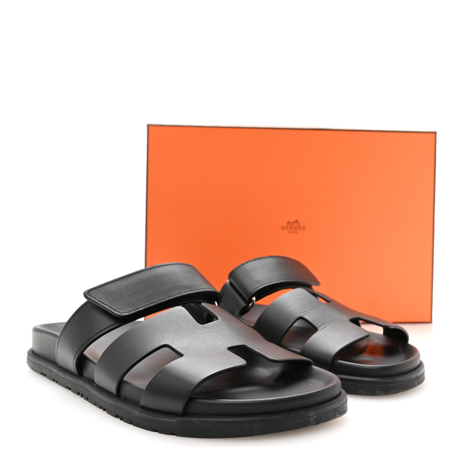 Hermes Calfskin Womens Chypre Sandals 39 Black 9 of 9