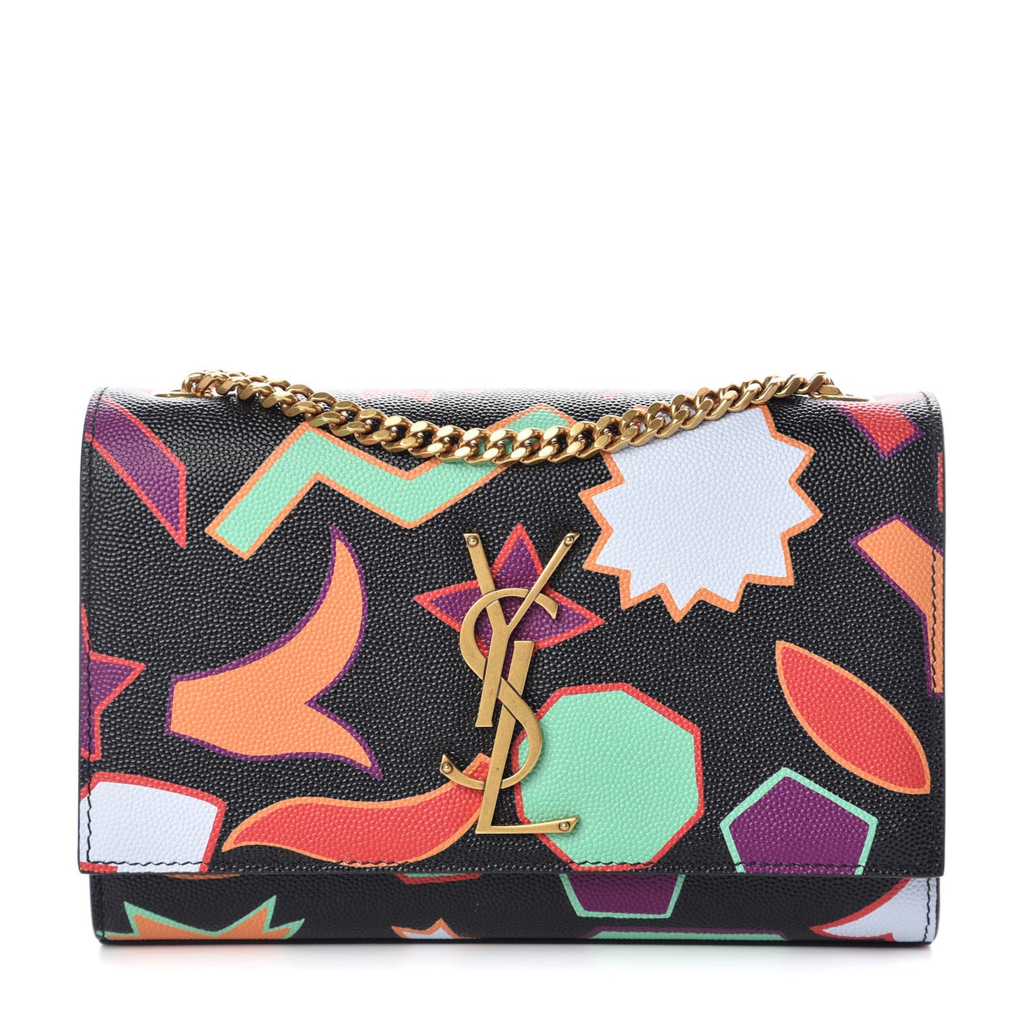 Grain De Poudre Small Monogram Shapes Print Kate Satchel Black