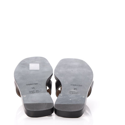 Hermes Box Calfskin Oran Sandals 36 Black 4 of 9