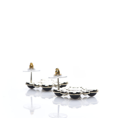 Chanel Enamel Pearl Crystal CC Earrings Black Gold 3 of 5