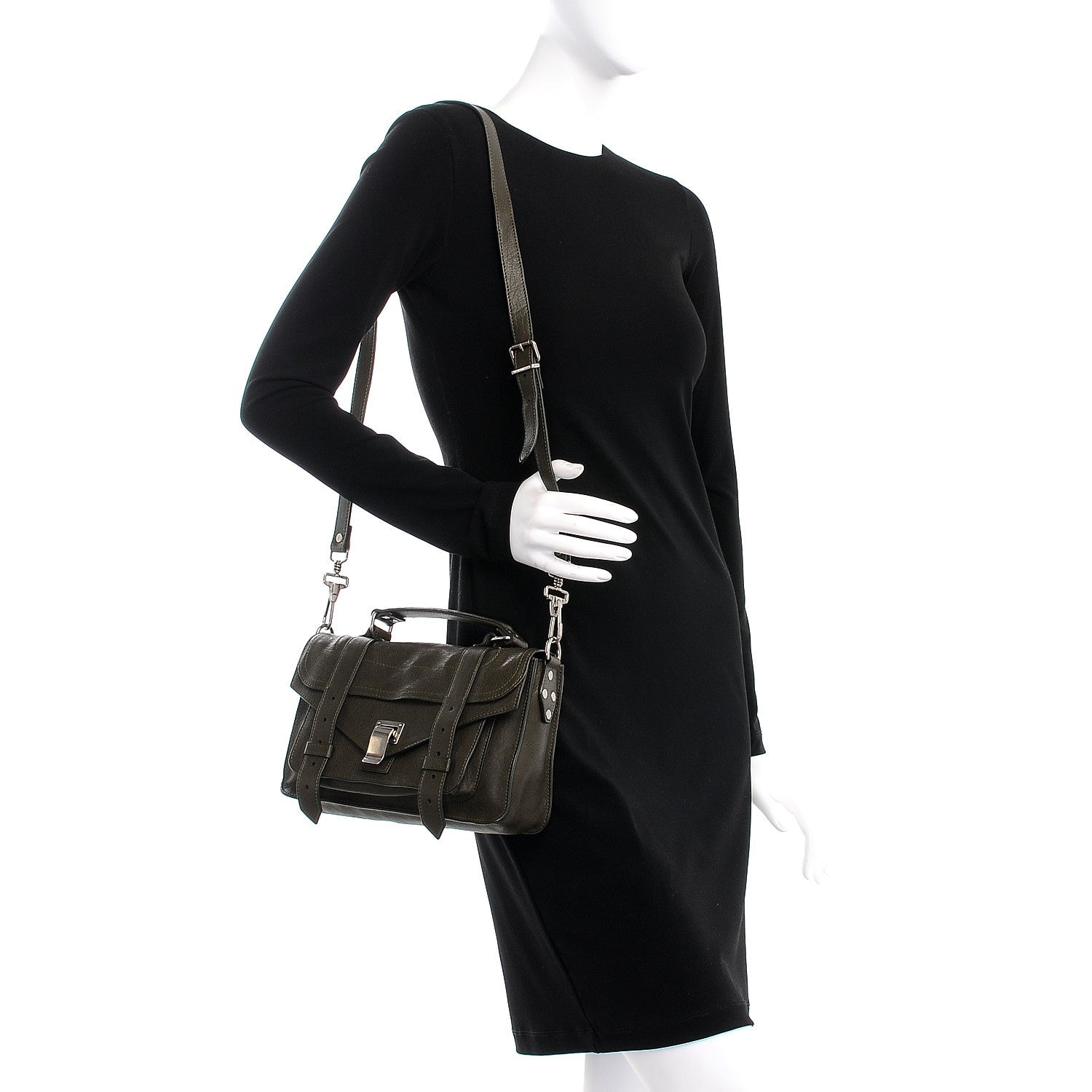 Proenza Schouler Lambskin Tiny PS1 Satchel Military 2 of 8