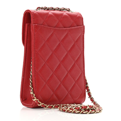 Chanel Caviar Quilted Classic Phone Holder Red 3 of 11