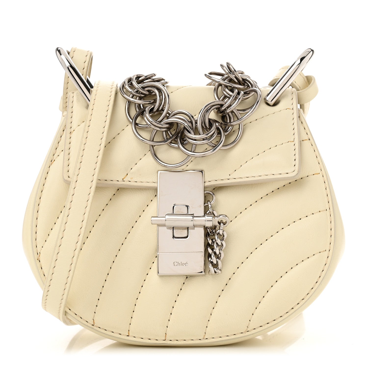 Chloe Calfskin Quilted Mini Drew Bijou Shoulder Bag Natural White Pearl Beige 1 of 10