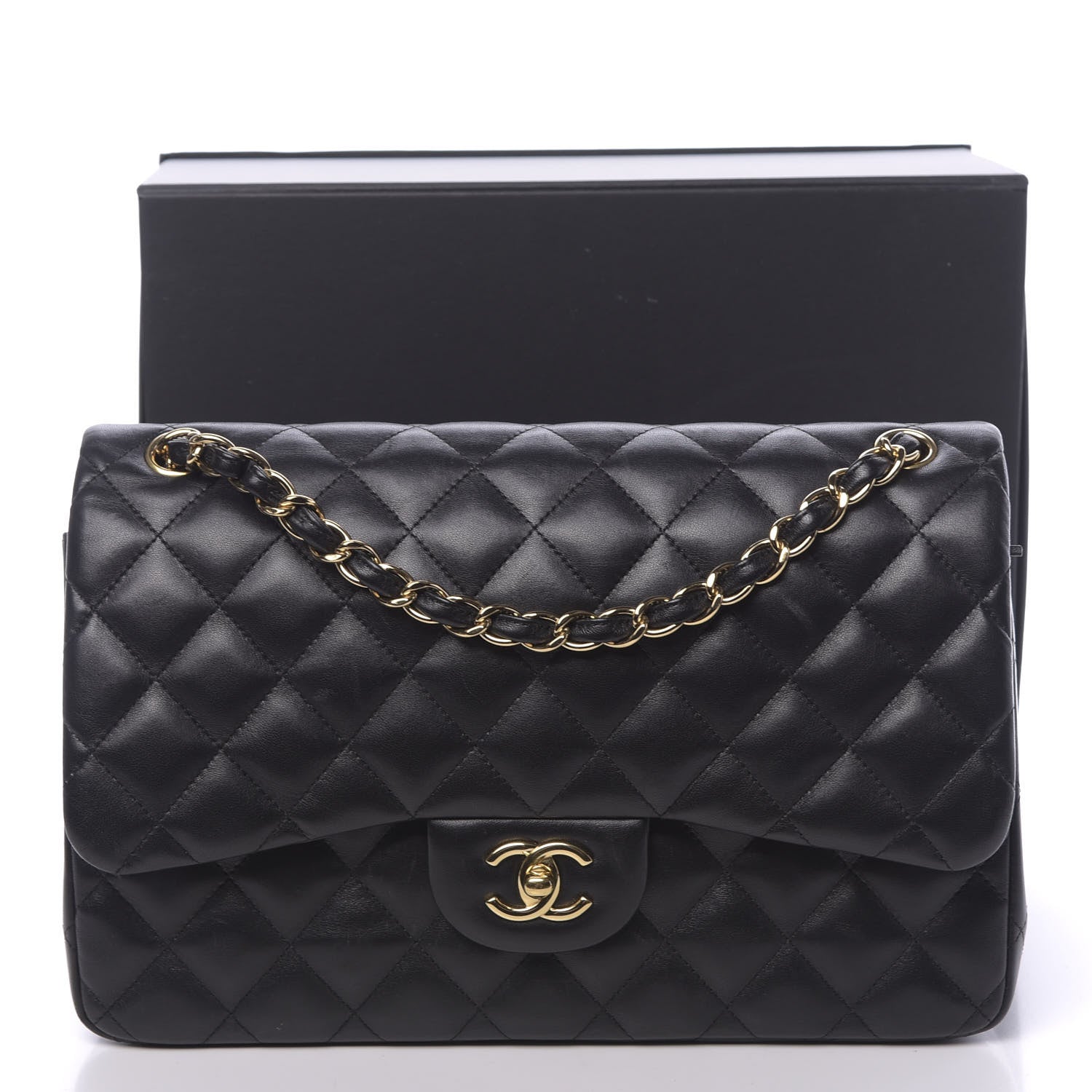 Chanel Lambskin Quilted Jumbo Double Flap Black 14 of 14