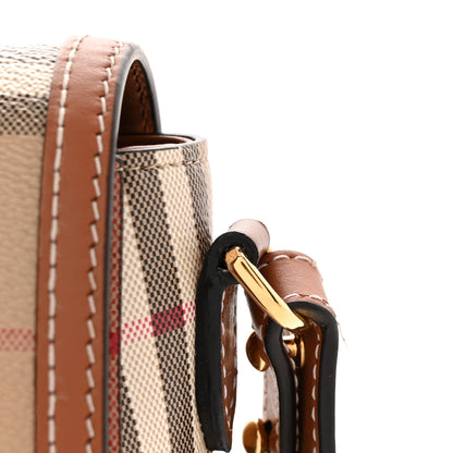 Burberry Coated Canvas Calfskin Vintage Check Medium Note Crossbody Bag Briar Brown 11 of 11