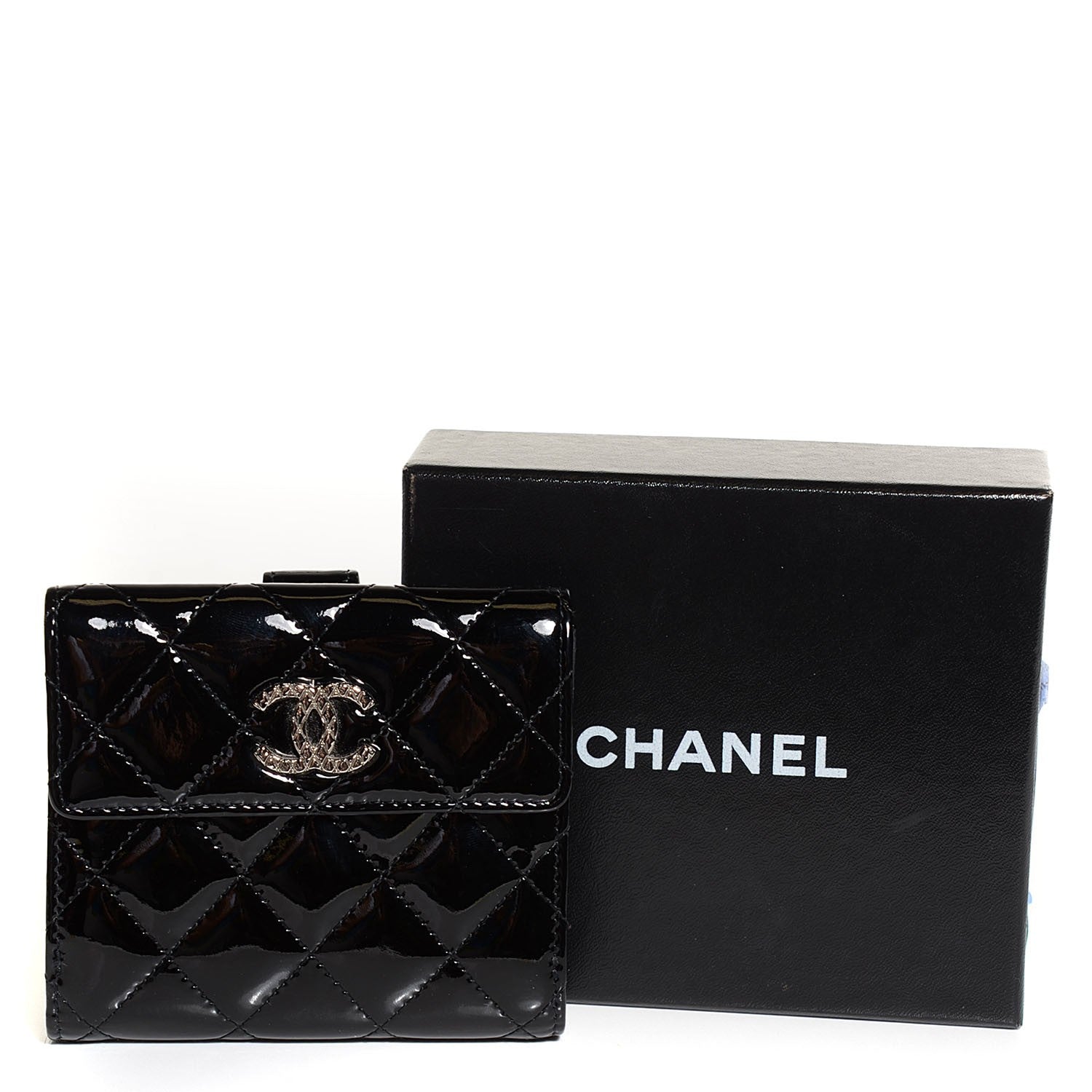 Chanel Patent Quilted Brilliant French Flap Wallet Black 5 of 9