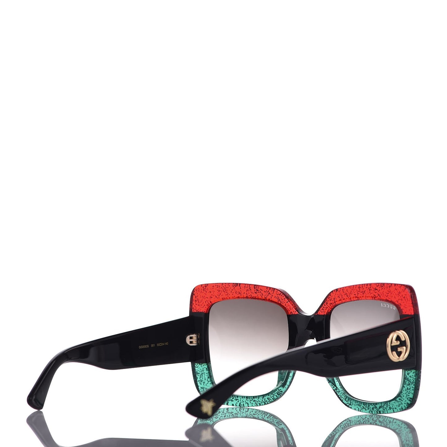 Square Frame GG0083S Sunglasses Glitter Red Black Green