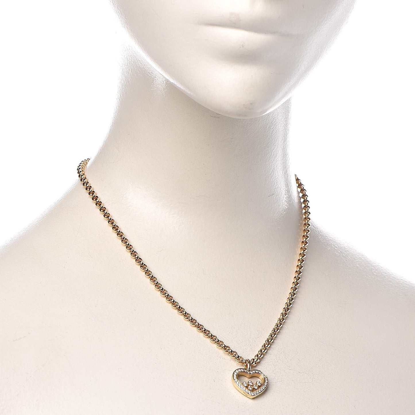 18K Yellow Gold Happy Diamonds Floating Heart Pendant Necklace