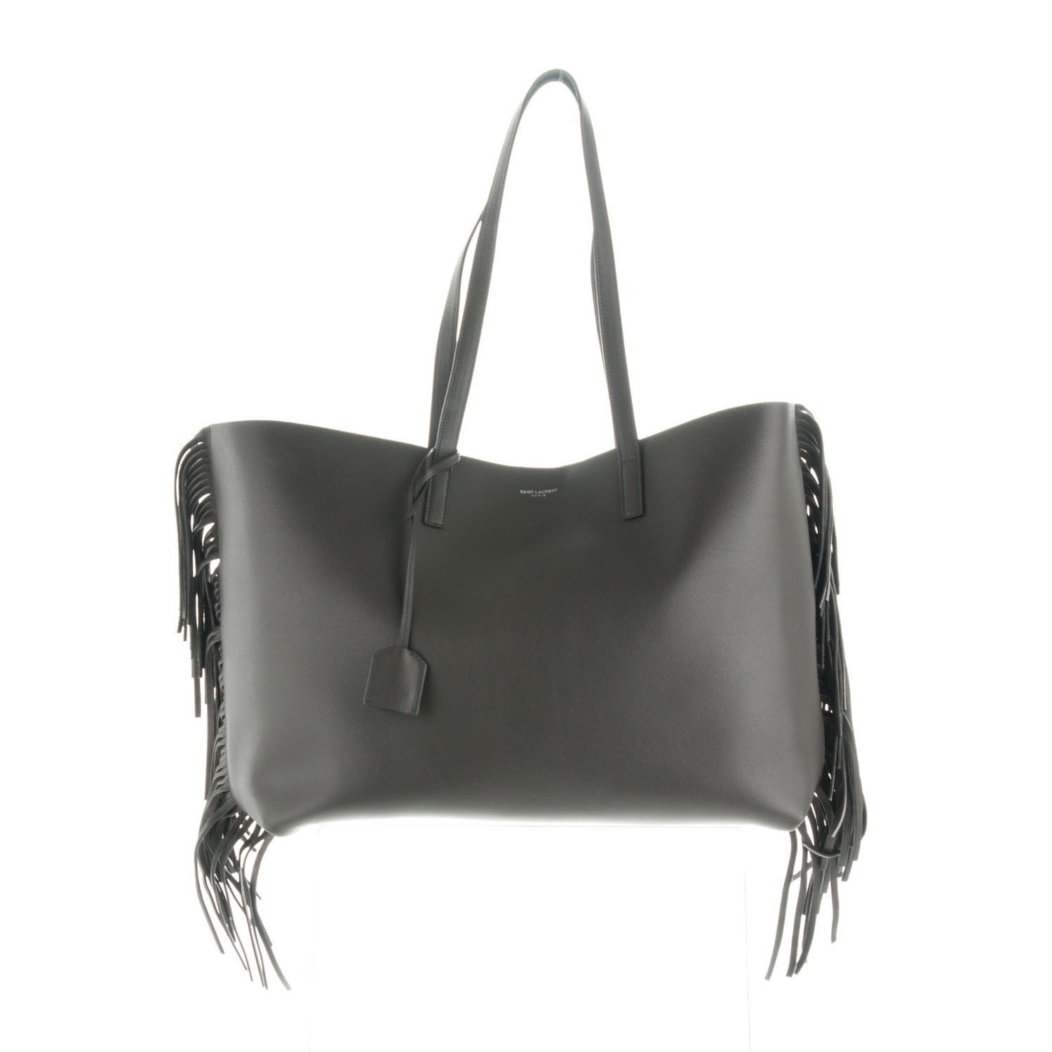 Saint Laurent Calfskin Large Fringe Shopping Tote Dark Grey 1 of 7