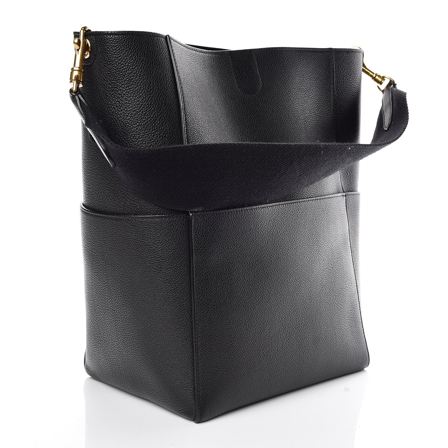 Celine Soft Grained Calfskin Sangle Bucket Bag Black 3 of 8