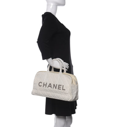 Chanel Canvas Quilted Bowler White 2 of 13