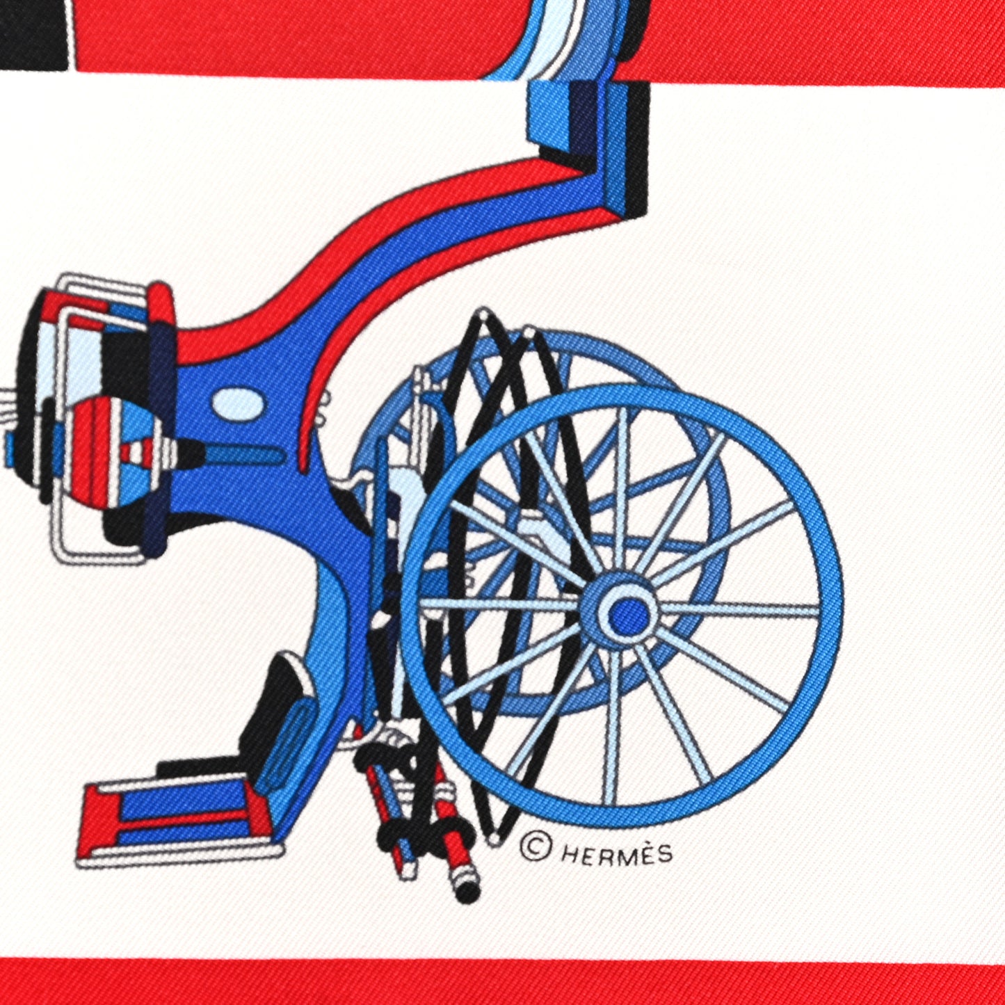 Silk Voitures Exquises Pocket Square Scarf Rouge Bleu White