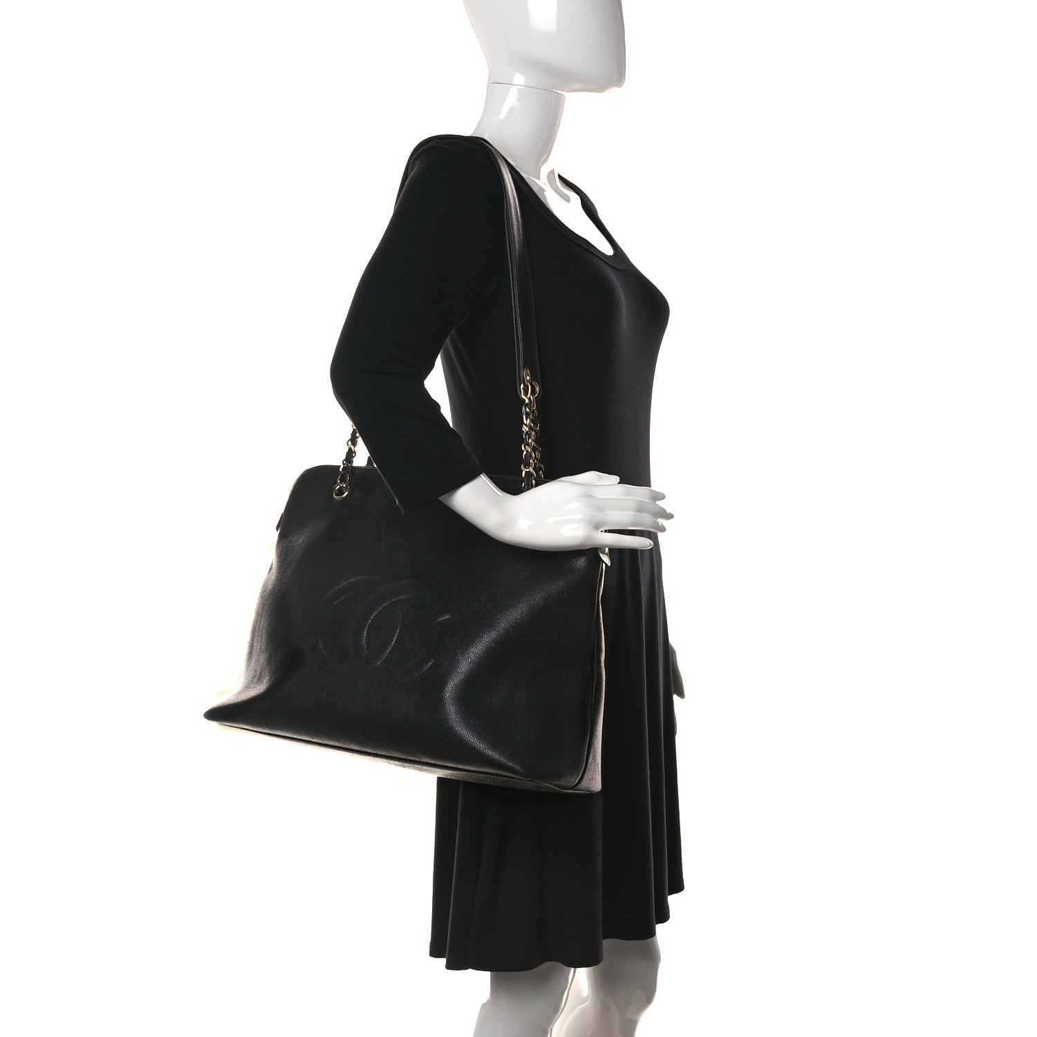 Chanel Caviar Large CC Shoulder Bag Black 2 of 18