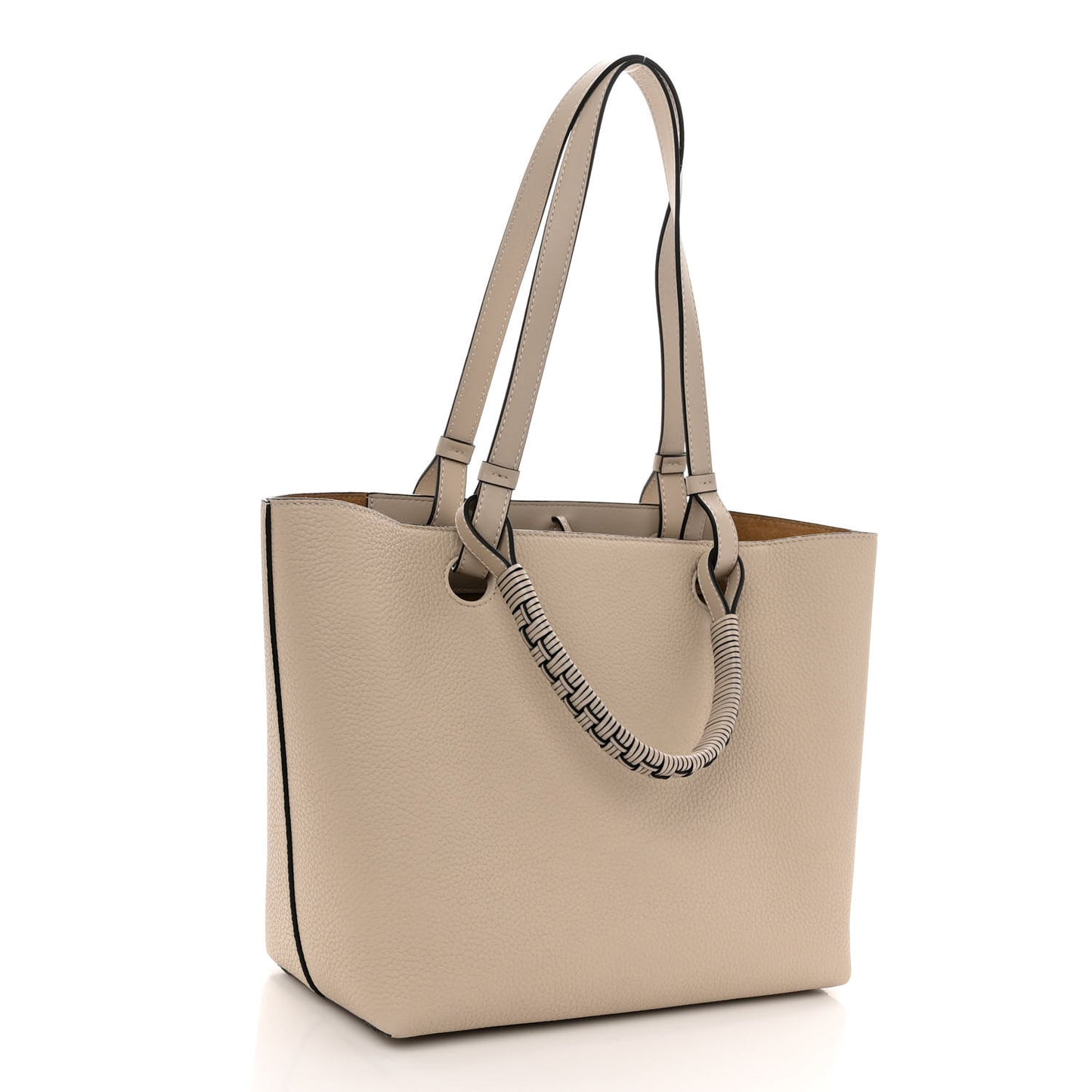 Grained Calfskin Small Anagram Tote Light Oat