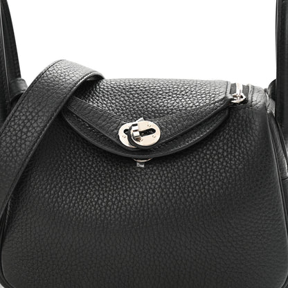 Hermes Taurillon Clemence Mini Lindy 20 Black 8 of 12