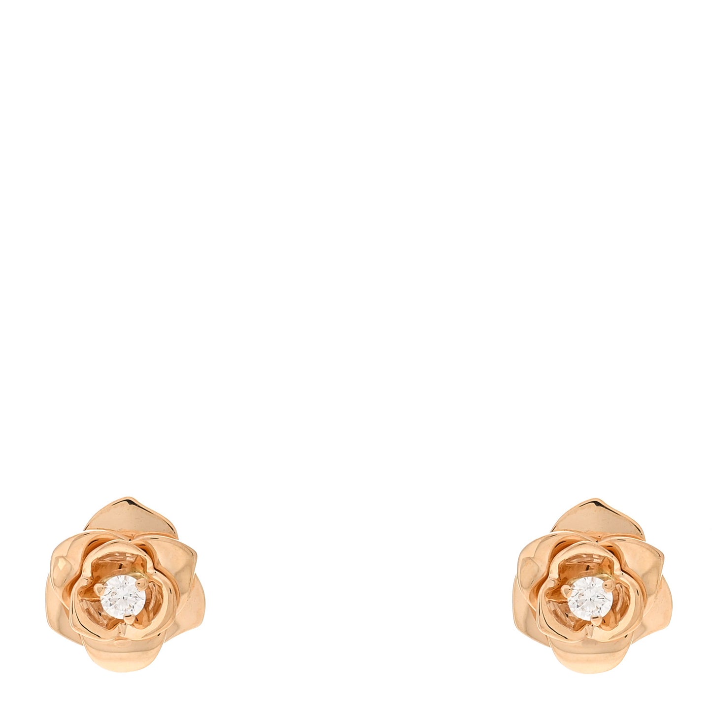 18K Rose Gold Diamond Rose Earrings