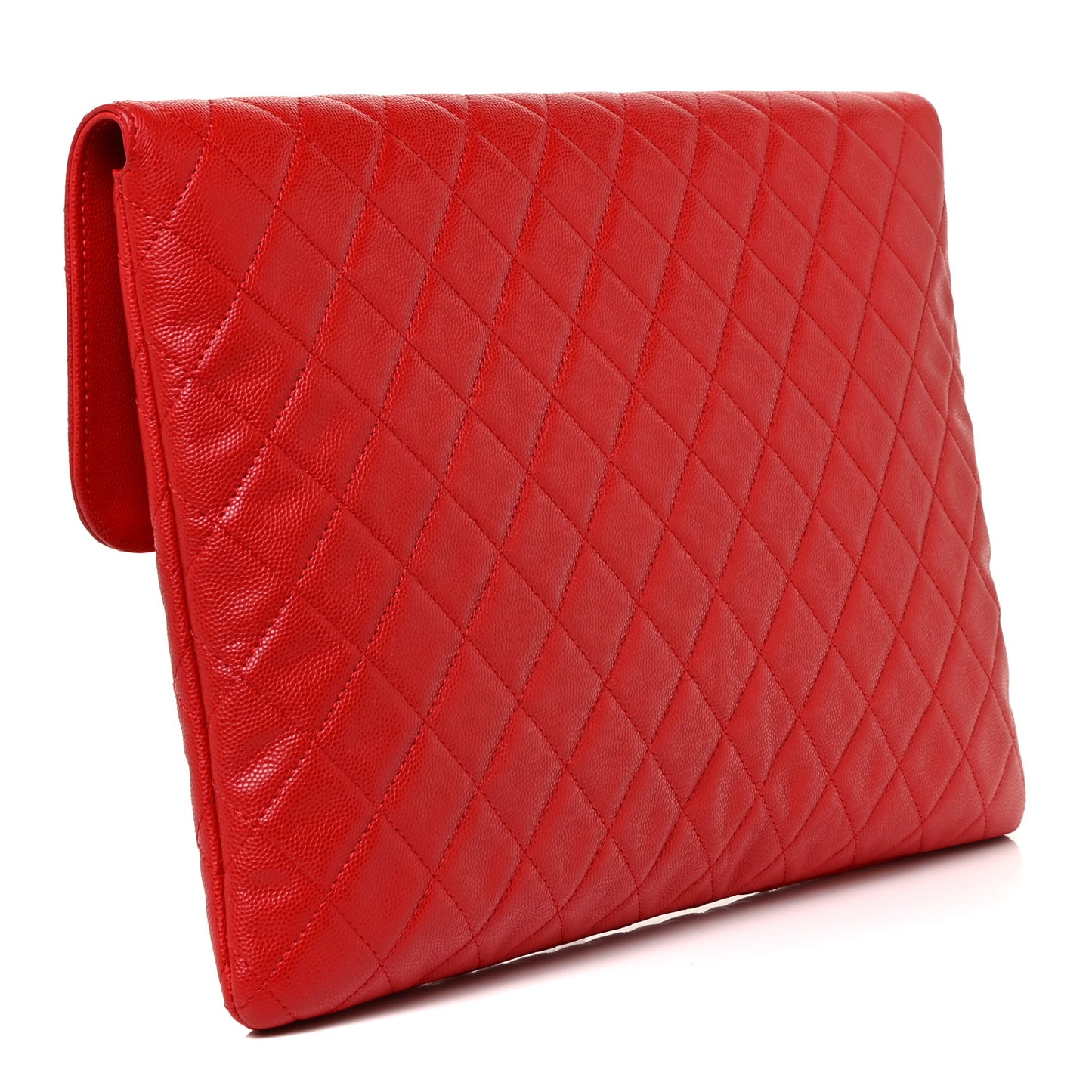 Caviar Quilted Large Golden Class Pouch Red
