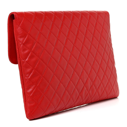 Chanel Caviar Quilted Large Golden Class Pouch Red 2 of 11