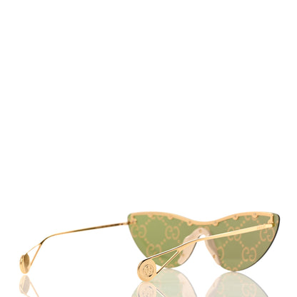Gucci Metal Rimless Star Studded Monogram 90mm Cat Eye GG0666S Sunglasses Mirror Purple 4 of 8