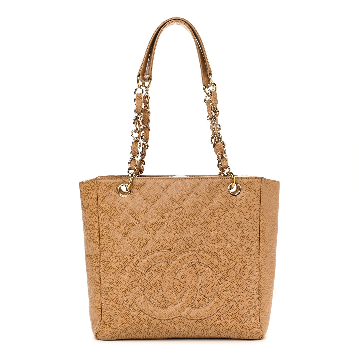 Caviar Quilted Petit Shopping Tote PST Beige